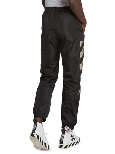 Shop Off-white Men's Nylon Appliqué Trackpants In Black Abbey Stone