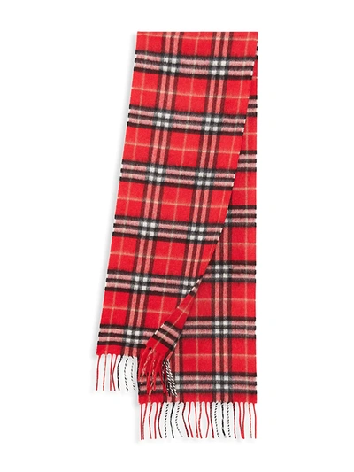 Shop Burberry Mini Classic Vintage Check Cashmere Scarf In Bright Red