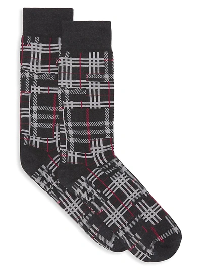 Shop Burberry Patchwork Check Cotton & Cashmere Socks In Charcoal
