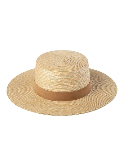 Shop Lack Of Color Women's Spencer Boater Suede-trim Straw Hat In Natural
