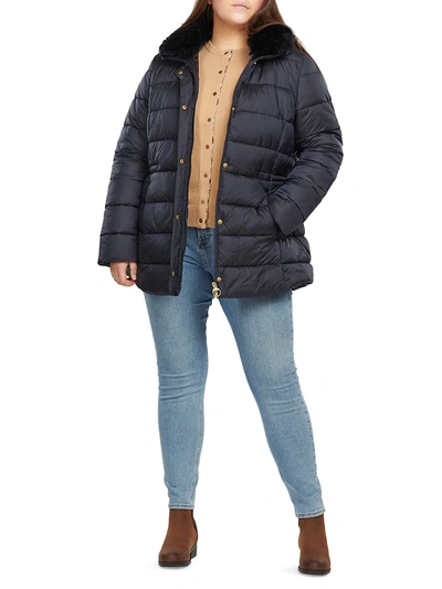 Shop Barbour Women's Fortmartine Faux Fur Short Puffer In Navy