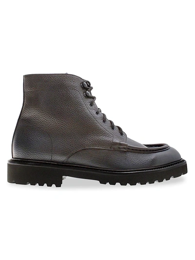 Shop Doucal's Men's Bordato Leather Derby Ankle Boots In Cacao