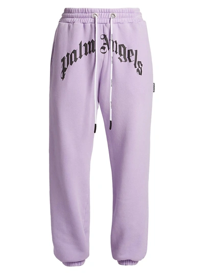 Shop Palm Angels Curved Logo Sweatpants In Lilac White