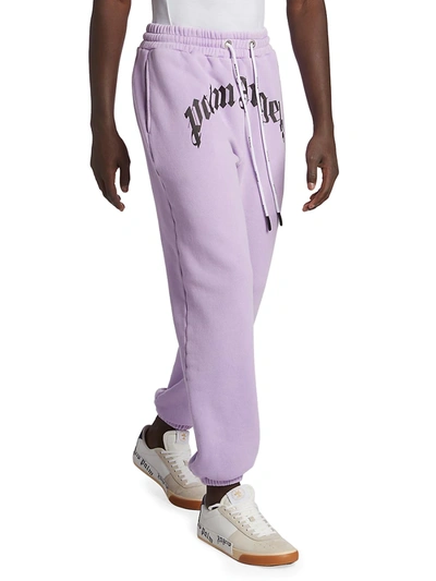 Shop Palm Angels Curved Logo Sweatpants In Lilac White