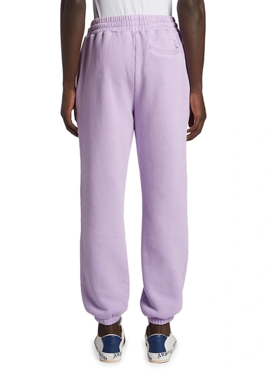 Shop Palm Angels Curved Logo Sweatpants In Lilac White