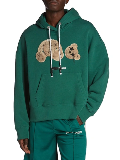 Shop Palm Angels Bear Hoodie Sweatshirt In Forest Green