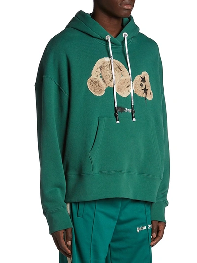 Shop Palm Angels Bear Hoodie Sweatshirt In Forest Green