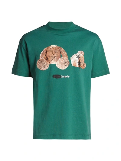 Shop Palm Angels Bear Crewneck T-shirt In Forest Green