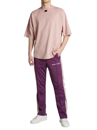 Shop Palm Angels Logo Tag Oversized T-shirt In Mauve White