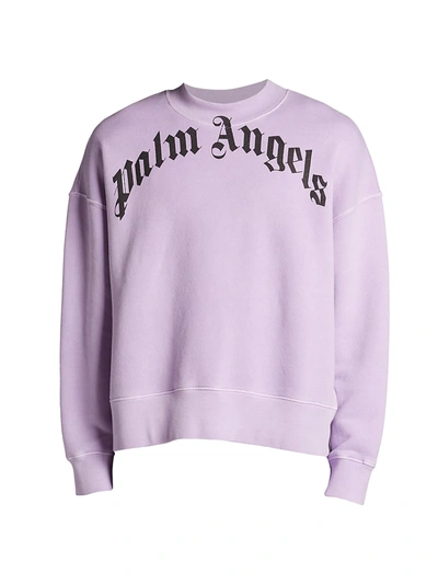 Shop Palm Angels Curved Logo Long-sleeve Sweatshirt In Lilac Black