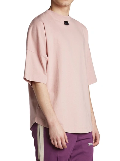 Shop Palm Angels Logo Tag Oversized T-shirt In Mauve White