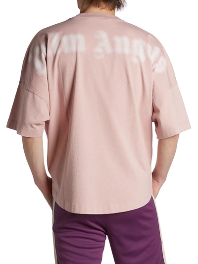 Shop Palm Angels Logo Tag Oversized T-shirt In Mauve White