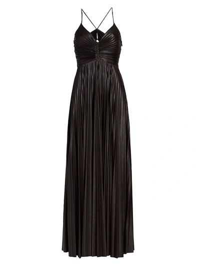 Shop A.l.c Ariya Cutout Pleated Maxi Dress In Carob