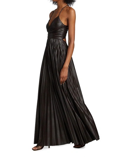 Shop A.l.c Ariya Cutout Pleated Maxi Dress In Carob