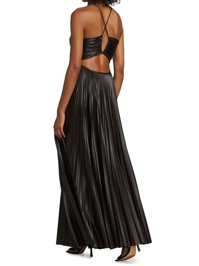 Shop A.l.c Ariya Cutout Pleated Maxi Dress In Carob