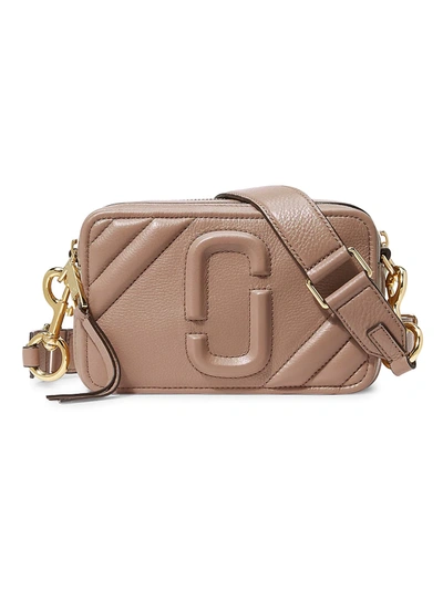 Shop Marc Jacobs The Moto Shot 21 Leather Camera Bag In Dusty Beige