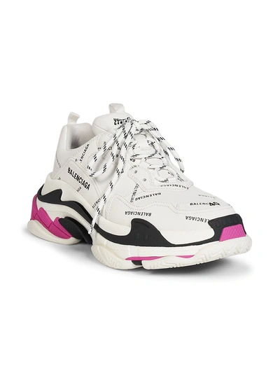 Shop Balenciaga Women's Triple S Allover Logo Sneakers In White Multi