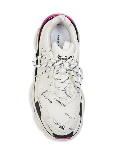 Shop Balenciaga Women's Triple S Allover Logo Sneakers In White Multi