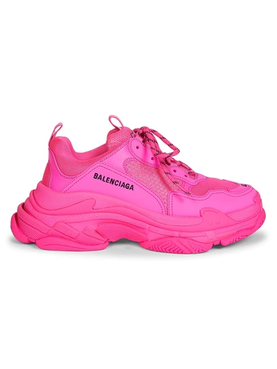 Shop Balenciaga Triple S Sneakers In Fluo Pink