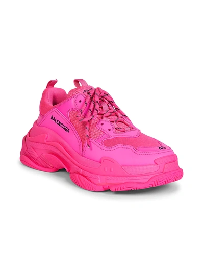 Shop Balenciaga Triple S Sneakers In Fluo Pink