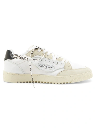 Shop Off-white Men's 5.0 Low-top Suede-trimmed Sneakers In White Black