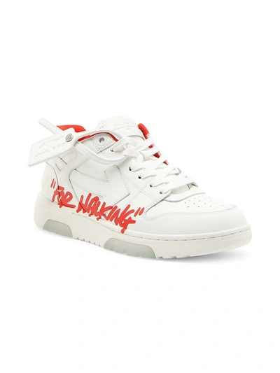 Shop Off-white For Walking" Out Of Office Low-top Leather Sneakers" In White Red