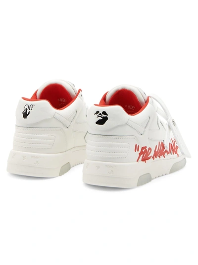 Shop Off-white For Walking" Out Of Office Low-top Leather Sneakers" In White Red
