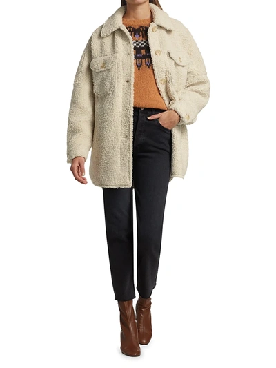Shop A.l.c Cambrie Faux-shearling Shirt-jacket In Cream