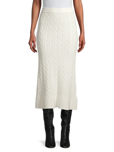 Shop Rebecca Taylor Cable Knit Midi-skirt In Chalk