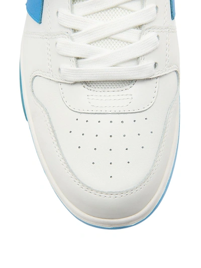 Shop Off-white Men's Out Of Office "ooo" Low-top Leather Sneakers In White Blue