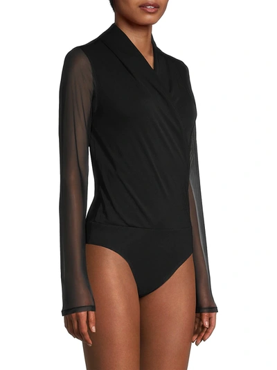 Shop Donna Karan Women's Essentials Wrap Bodysuit In Black
