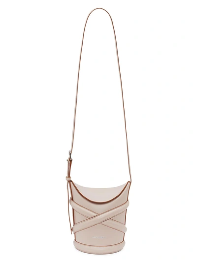 Shop Alexander Mcqueen The Curve Leather Bucket Bag In Rose Gold
