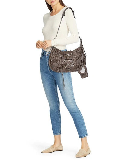 Shop Balenciaga Women's Medium Le Cagole Leather Shoulder Bag In Medium Grey