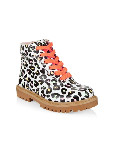 Shop Sophia Webster Little Girl's & Girl's & Girl's Tia Lace-up Boots In Leopard Orange