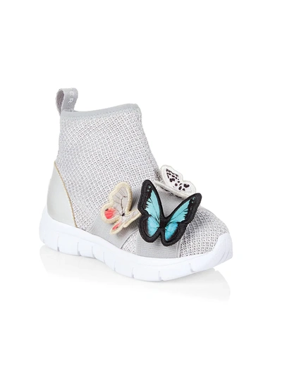 Shop Sophia Webster Little Girl's & Girl's Riva Sock High-top Sneakers In Silver And Melange