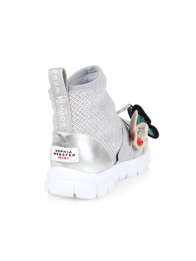 Shop Sophia Webster Little Girl's & Girl's Riva Sock High-top Sneakers In Silver And Melange