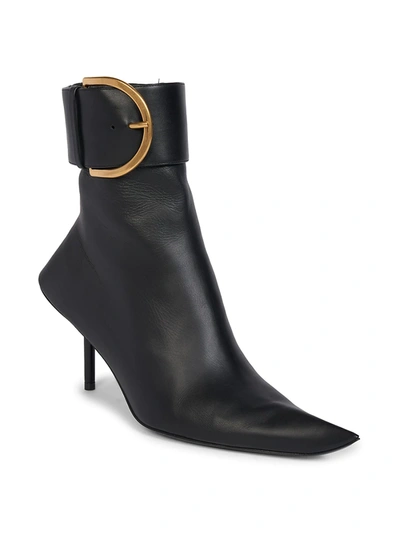 Shop Balenciaga Essex Leather Buckle Booties In Black