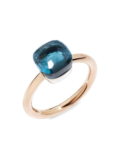 Shop Pomellato Women's Nudo Two-tone 18k Gold & London Blue Topaz Ring In Rose Gold