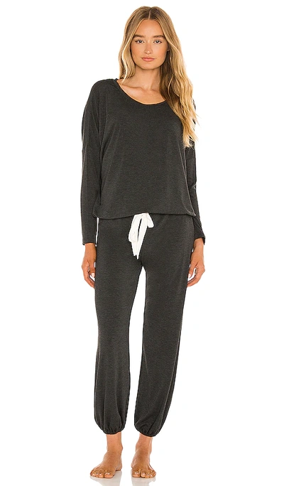 Shop Eberjey Gisele The Slouchy Set In Charcoal Heather & Ivory