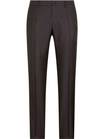 Shop Dolce & Gabbana Jacquard Tailored Trousers In Schwarz