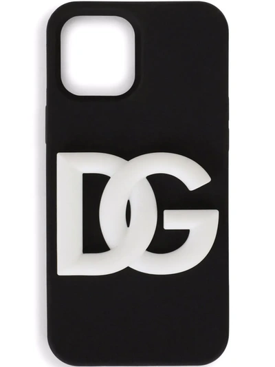 Shop Dolce & Gabbana Dg-logo Iphone 12 Pro Cover In Schwarz