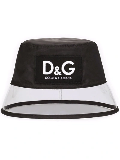 Shop Dolce & Gabbana Transparent-panel Bucket Hat In Schwarz