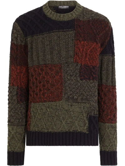 Shop Dolce & Gabbana Knitted Colour-block Jumper In Grau