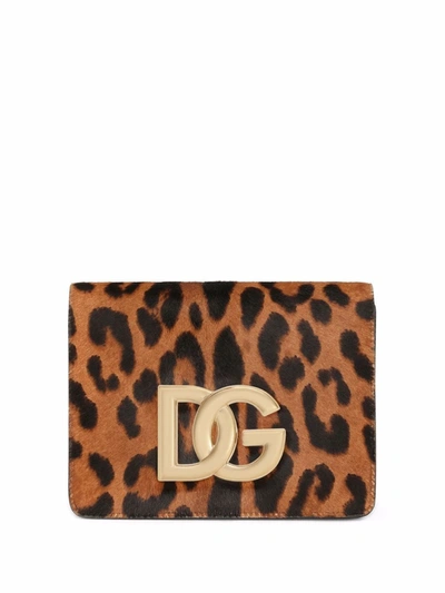 Shop Dolce & Gabbana 3.5 Leopard-print Crossbody Bag In Brown