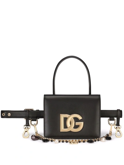 Shop Dolce & Gabbana Calf Leather Belt Bag In Schwarz