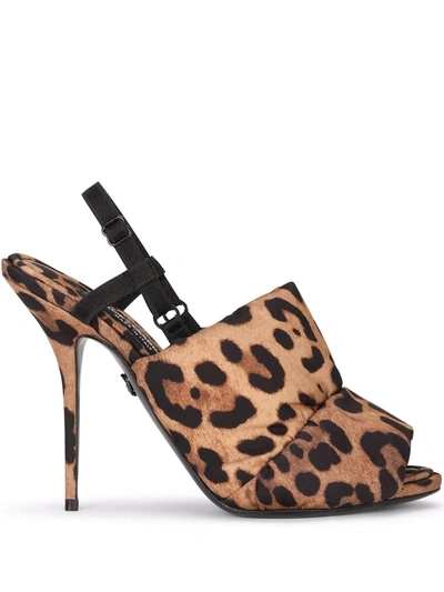Shop Dolce & Gabbana Leopard-print Open-toe Sandals In Braun