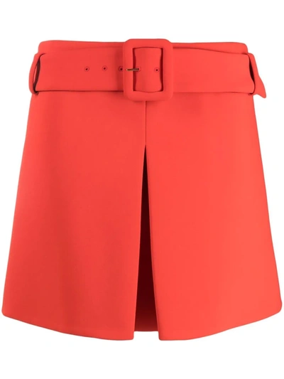 Shop Versace Belted A-line Skirt In Rot