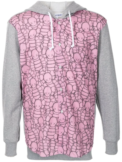 Shop Comme Des Garçons Shirt Colour-block Cotton Hoodie In Grau
