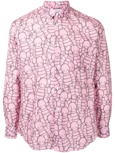 Shop Comme Des Garçons Shirt Graphic-print Cotton Shirt In Rosa