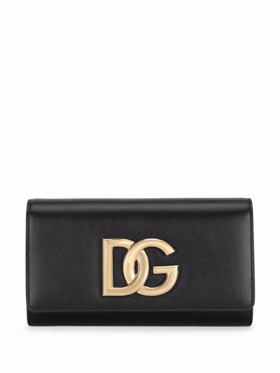 Dolce & Gabbana Calfskin Shoulder Bag Color Black In Black